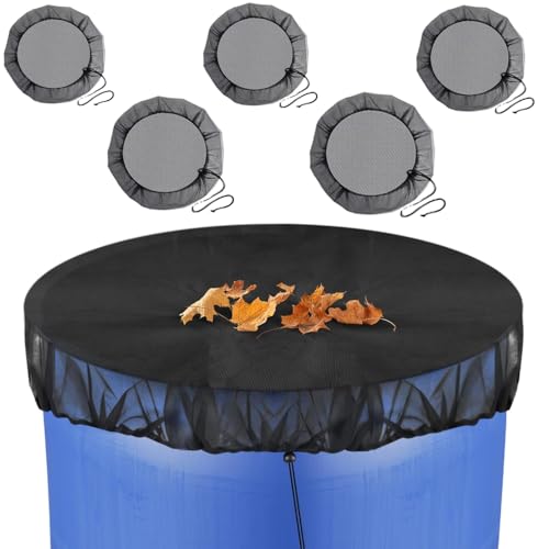 150cm/59in Mesh Cover for Rain Barrels, Rain Barrel Net Cover with Drawstring, for Round Rain Barrels, Outdoor Garden Water Collection Buckets Tank Protector, Black