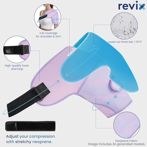 REVIX Shoulder Ice Pack Wrap & Brace for Rotator Cuff & Arm, 2 Gel Packs | Reusable Gel Shoulder Brace for Surgery Recovery, Rotator Cuff & Muscle Relief, for Men & Women, Purple - size: Medium, style: Purple, 2 Gel Packs+1 Shoulder Brace