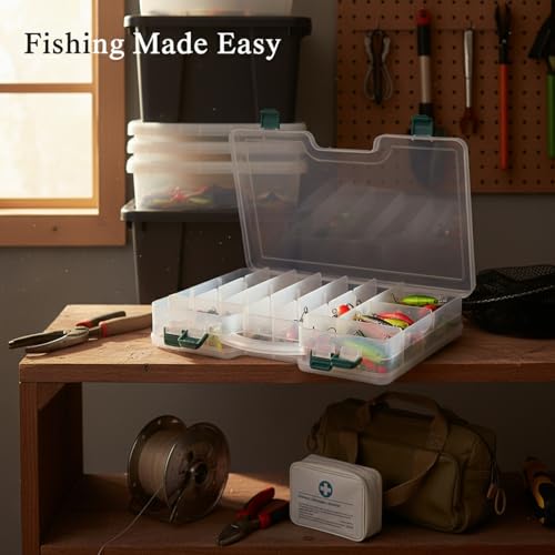 Portable Fishing Tackle Box with Handle, Durable PVC Storage Case for Lures and Hooks, 13 x 3.3 x 1.6 Inches - color: Clear