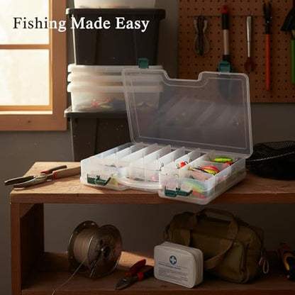 Portable Fishing Tackle Box with Handle, Durable PVC Storage Case for Lures and Hooks, 13 x 3.3 x 1.6 Inches - color: Clear