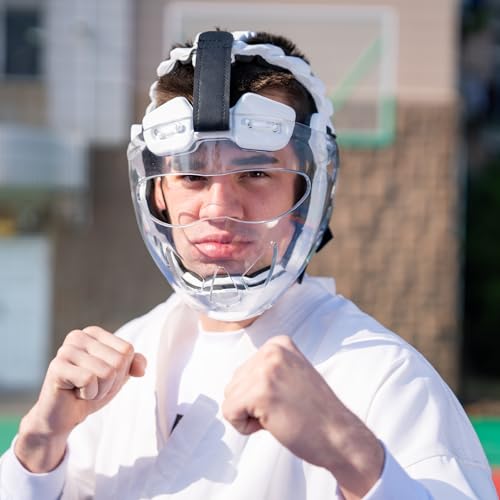 KEDAO Karate Mask Headgear, Professional Martial Arts Headgear Adjustable Head Circumference Karate Sparring Headgear Protective Guard for All Age