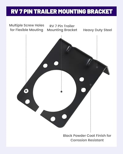 7 Way RV Blade Trailer Socket Mounting Bracket, Metal Mounting Bracket for General Use, Metal Hardware Screws and Nuts Included