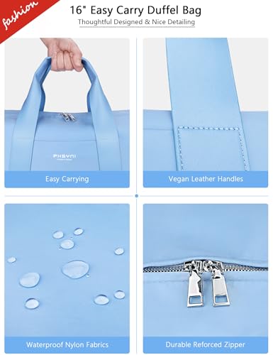 16" Gym Bag for Women,with Shoes Compartment and Waterproof Pocket,Sky Blue - color: Blue, size: 16" Small Size