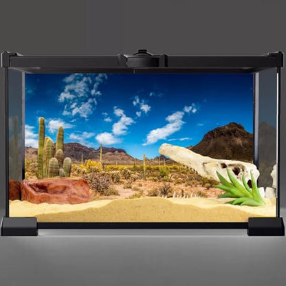 AWERT 72x18 inches Reptile Habitat Background Blue Sky Oasis Cactus Desert Terrarium Background Vinyl - size: 72x18in/180x45cm
