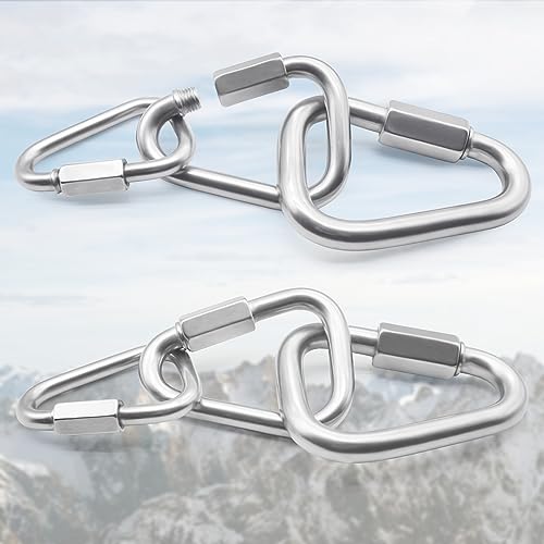 Anvin 1 Pack Large Quick Links M12 4.1Inch Heavy Duty Carabiner Stainless Steel Chain Links Connector Triangle Locking Chain Hooks Screw Links for Camping Outdoor Equipment Hammocks, 3300 Lbs Capacity - style: Triangle, 4.1 Inch, 1 Pack