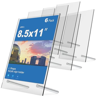 L-Shaped Clear Display Stand, Shatter Resistant Windproof Anti-Fall Outdoor Sign Hold (8.5x11 inch 6pack) - size: 8.5x11 inch 6pack