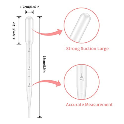 KINGLAKE Plastic Transfer Pipettes 3ML,Essential Oils Pipettes,Graduated,Pack of 100, Makeup Tool