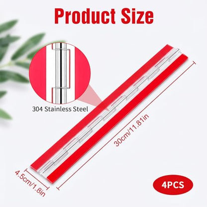 4 Pcs Acrylic Hinge Set, 300 mm Self-Adhesive Continuous Piano Hinge 12" Transparent Plastic Hinges for Aquarium Lid Box Cabinet Drawer Furniture DIY Display Stand