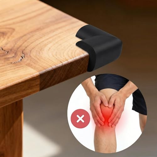 4Pcs Soft Corner Protectors, Baby Proofing Edge Guards Safety Bumper, Pre-Taped Rubber Foam for Fireplace/Table/Stairs/Cabinet/Kids & Seniors(Black)
