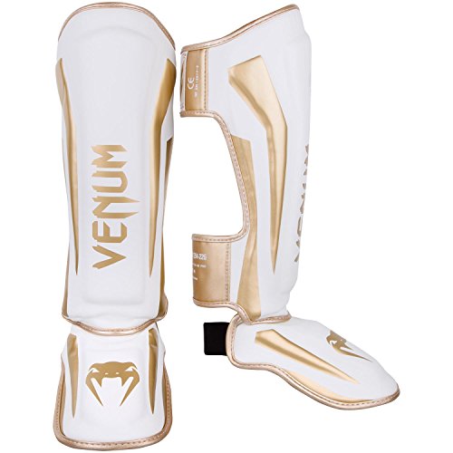 Venum Elite Standup Shin Guards - color: White/Gold, size: Medium