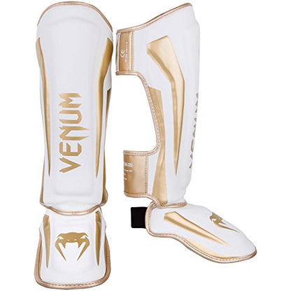 Venum Elite Standup Shin Guards - color: White/Gold, size: Medium