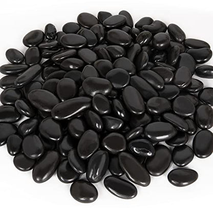 15 lb Black River Rocks for Landscaping, Polished Black Pebbles for Potted Plants & Vases, Large 1-2 Inch Decorative Stones for Garden Beds, Planters & Aquariums Decor