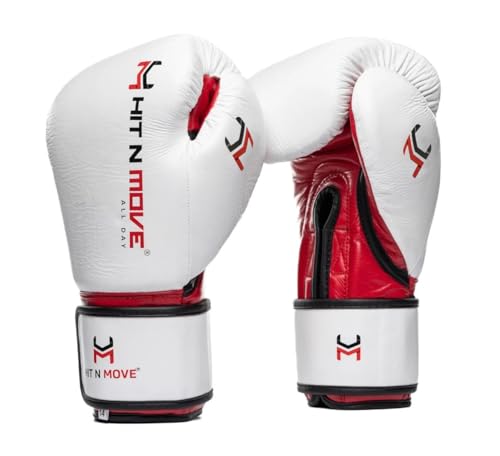 HIT N MOVE Pro Agility All Day Boxing Gloves Hook and Loop, Boxing Gloves Men & Women, Boxing Equipment, Sparring & Heavy Bag Workout Gloves for Boxing, Kickboxing, Muay Thai, MMA - color: White Origin, size: 12 OZ