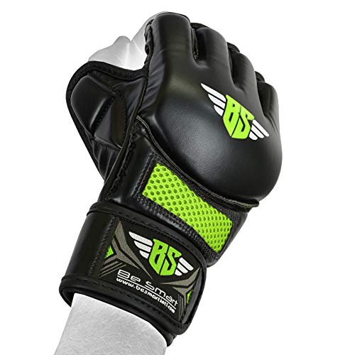 MMA Gloves, UFC Kickboxing Gloves, MMA Sparring Gloves, MMA Training Equipment, Fighting Gloves for Mixed Martial-Arts, MMA Training Gloves Adults Men & Women by BeSmart - color: Green Mesh, size: Small