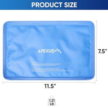 APEXUP Gel Ice Packs for Injuries Reusable, Flexible Double Sided Cold Packs for Injuries, Ice Pack for Knee, Shoulder, Back, Hip, Leg, Arm (Blue, 11.5"x7.5", 1PK) - size: M-1PK (11.5"x7.5"), style: Blue