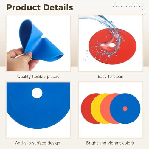 ZALIR 48 Pcs 6.1 Inch Flat Cones, Spot Markers, Flat Soccer Cones for Training, Field Court Markers, Soccer Disc, Practice Cones, Training Equipment, for Football Practice&Field Marking