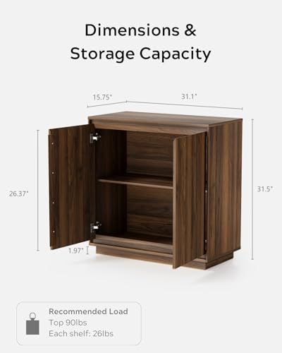 Buffet Storage Cabinet Set of 3, Sideboard Accent Cabinet with Adjustable Shelves and Handless Design, Credenza, Console Table for Living Room, Brown