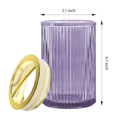 Toothbrush Holders for Bathrooms, 2pcs Purple Glass Toothbrush Holder, Bathroom Toothbrush Cup and Toothpaste Holder with Gold Divider, Tooth Brush and Toothpaste Organizer for Countertop - color: Purple Gold
