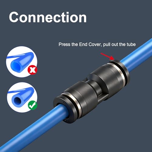 Baomain 8mm Tube OD 4-Way Cross Push to Connect Fittings - Quick Connect Air Line Fittings Connectors for 8mm Outer Diameter Pneumatic Tubing and Air Hose (2-Pack)