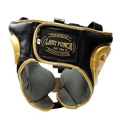 Black & Gold Heavy Duty Cheek Protection Training Boxing Headgear