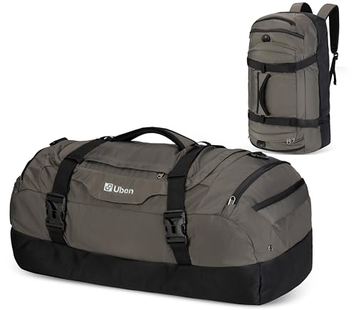 Ubon Convertible Duffel Backpack Weekender Gym Bag with Shoe Compartment - color: Grey, size: 65L