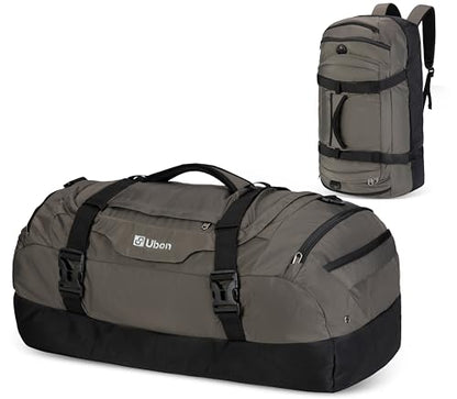 Ubon Convertible Duffel Backpack Weekender Gym Bag with Shoe Compartment - color: Grey, size: 80L