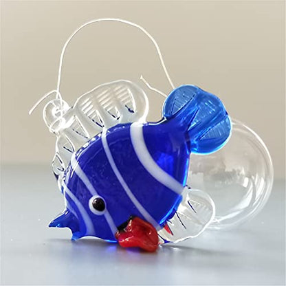 Color Bubble Fish Miniature Hand Blown Tropical Fish Figurine Art Glass Sea Animals,Set of 6 for Small and Medium Fish Tanks (B)