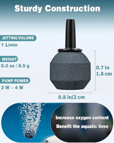 Pawfly Aquarium 0.8 Inch Air Stone Ball Bubble Diffuser Release Tool for Nano Air Pumps Small Buckets and Fish Tanks, 10 Pack