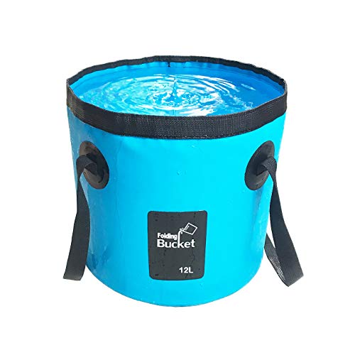Sunglow Collapsible 3 Gallon Multifunctional Portable Fishing Bucket - Wash Basin Folding Bucket - Water Container for Fishing-Camping-Gardening (12L/3gallon(Blue)) - color: 12l/3gallon(blue)