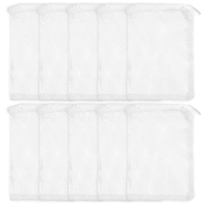 10 Pack 7.8 x 5.9 Inch Media Bags for Aquarium, Aquarium Filter Media Bags with Zipper, Fish Tank Fine Mesh Bag for Carbon, Bio Balls, Ceramic Rings, Volcano Rock(White)
