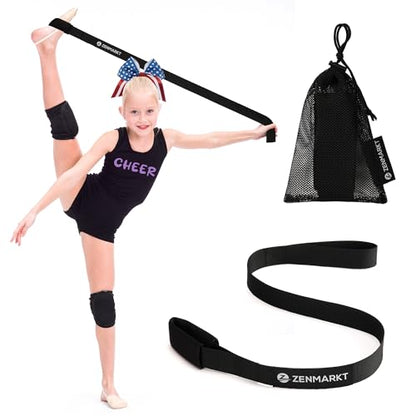 Cheer Stretching Strap for Flexibility Training and Stunt Practice | Durable Stretch Band to Improve Flexibility and Range of Motion, Essential Accessory for Cheerleaders - color: Black