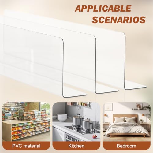 VOSAREA Plastic Shelf Dividers 6pcs Clear Acrylic L Shaped Separator Transparent Organizer Divider for Commodity Classification Cabinets Shelf Store 26cm - size: 28.00X6.00X3.00CM