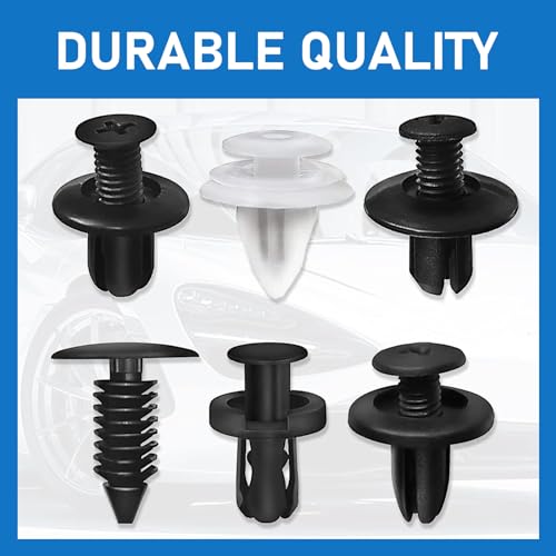100 PCS Car Buckle Combination Set, PA66 Injection Molded Bumper Push Fastener Rivet Clamp Expansion Screw, Universal Fastening Screw Replacement Kit, Suitable for Most Models (Black & White)