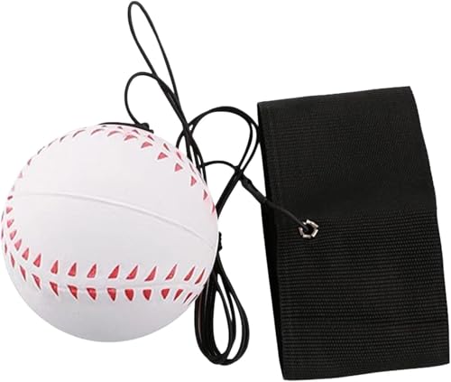 GANPUB 1 Pc White Wrist Return Ball, Sports Wrist Balls on a String, Rubber Rebound Bouncy Wristband Balls on Elastic String Sports Reaction for Wrist Exercise or Play Tennis, Baseball（2.36 in）