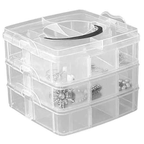 Tackle Box Organizer, 3-Tier Transparent Stackable Organizer Plastic Organizer Box Art Bin Storage Box