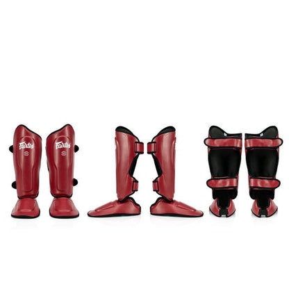 Fairtex SP9 Ultra Ergo Shin Guard Durable Syntek Leather Muay Thai Shin Pad - color: Red, size: Medium