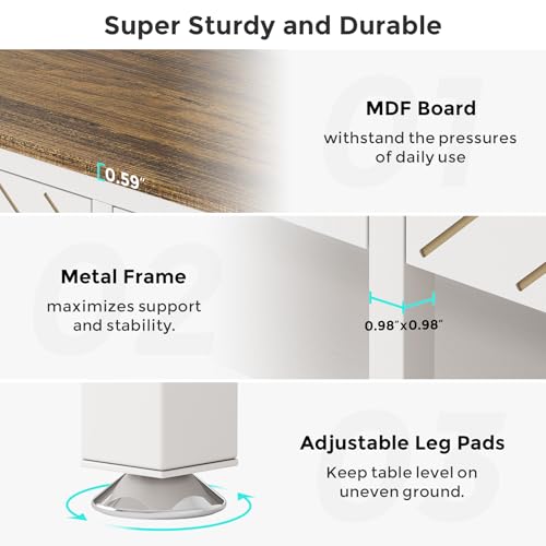 40-50 Gallon Aquarium Stand, Fish Tank Stand with Power Outlets and Drawers, Heavy Duty Metal Reptile Tank Stand for Turtle, 911LBS Capacity, White and Brown (No Aquarium) - color: White and Brown