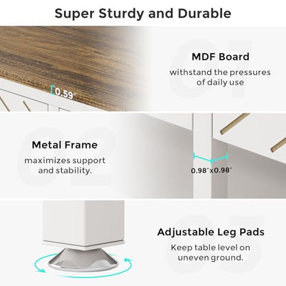 40-50 Gallon Aquarium Stand, Fish Tank Stand with Power Outlets and Drawers, Heavy Duty Metal Reptile Tank Stand for Turtle, 911LBS Capacity, White and Brown (No Aquarium) - color: White and Brown