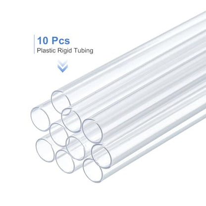 uxcell 10 Pcs Clear Plastic Rigid Tubing 7mm ID x 8mm OD, 0.5 Meters Length Round Polycarbonate Tubing for Aquarium Water Pipe, Water Cooling System, Plumbing - size: 7mm x 8mm