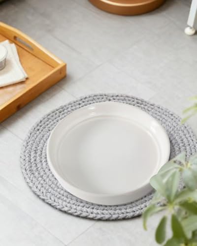 2 Pack of 5.2 Inch White Ceramic Plant Saucer,Indoor & Outdoor Universal Drainage Tray,Durable & Thick Glazed Pot Base Water Tray