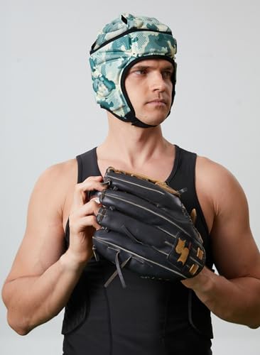 Topeter Padded Rugby Helmet, Protective Soft Shell Headgear Hats - color: Camo
