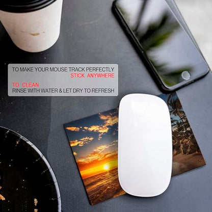 Mouse Pad Adhesive Bottom - Sticks to Any Surface - Portable - Webcam Covers and Screen Cleaner Included (2 Pack - Beach Set) - color: 2 PACK - BEACH SET