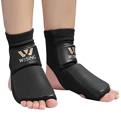 WESING Pro Instep Guard Foot Guard for Martial Arts Muay Thai MMA - color: Black, size: Small
