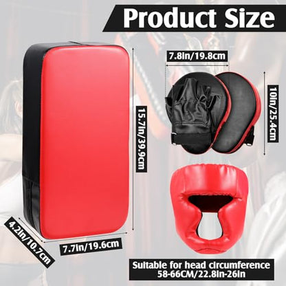 Gemscream 10 in 1 Taekwondo Kick Pad Boxing Equipment Set - color: Red
