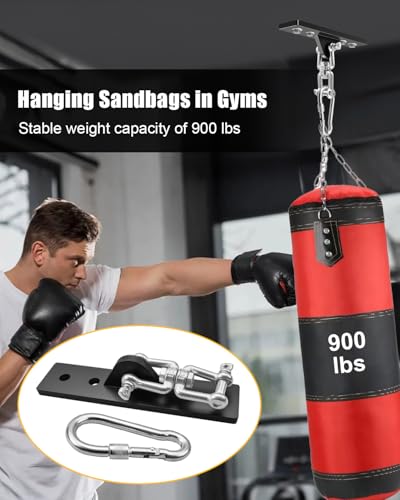 Ceiling Mounted Swing Hooks Rotate 360 Degrees | Heavy Bag Hanger for Punching Bags, Stainless Steel Swing Hangers for Gym Aerial Yoga Swing Chairs and Hammocks - style: Heavy Bag Hanger with Link Buckle