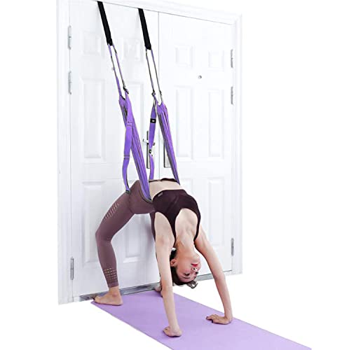 Yoga Fitness Stretching Strap, Adjustable Leg Stretcher Back Bend Assist Trainer, Improve Leg Waist Back Flexibility Home Gym Equipment for Rehab Pilates Ballet Cheerleading Splits Gymnastics - color: purple