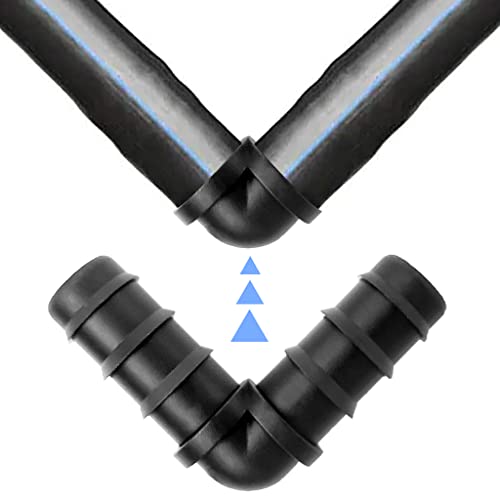 20 Pieces drip irrigation hose connectors, black elbow, applicable to 1/2 inch (16mm) hose, with barb connector