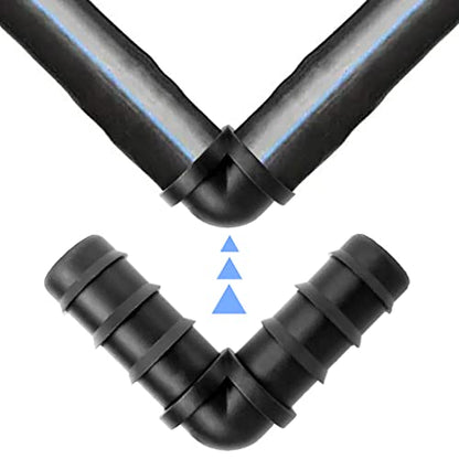 20 Pieces drip irrigation hose connectors, black elbow, applicable to 1/2 inch (16mm) hose, with barb connector