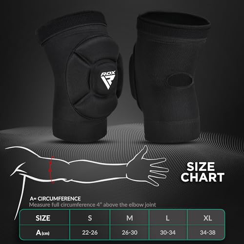 RDX Elbow Pads, Muay Thai MMA Kickboxing Sparring Elbow Guard, Martial Arts Striking Protection,Wrestling Basketball Adjustable MTB Volleyball Compression Padded Sleeve, Men Women - color: Black White, size: Medium