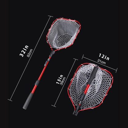 Foldable Telescopic Fish nets Fishing net Rubber Coated Shrimp net Suitable for Freshwater Salt Water with Soft EVA Foam Handle - size: 32", style: Pvc Copy Net